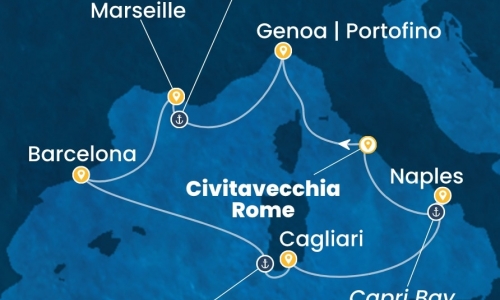 Paste 2027 Costa Smeralda - Croaziera Genova, Marsilia, Barcelona, Cagliari si Napoli, karpaten.ro